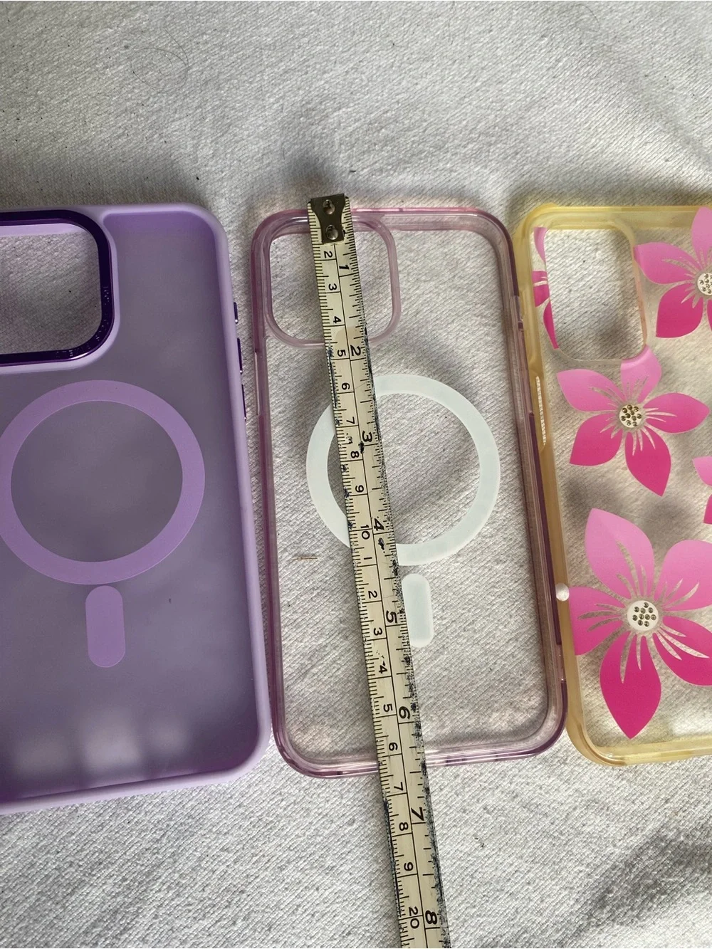 3-Pack Magnetic Wireless Charging Fitted Phone Cases Floral Clear Purple Pink